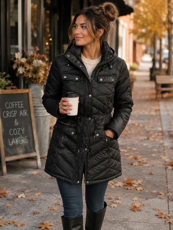 Laundry By Shelli Segal Jackets & Blazers - Laundry by Shelli Segal Black Quilted Down Puffer Coat Jacket Size L